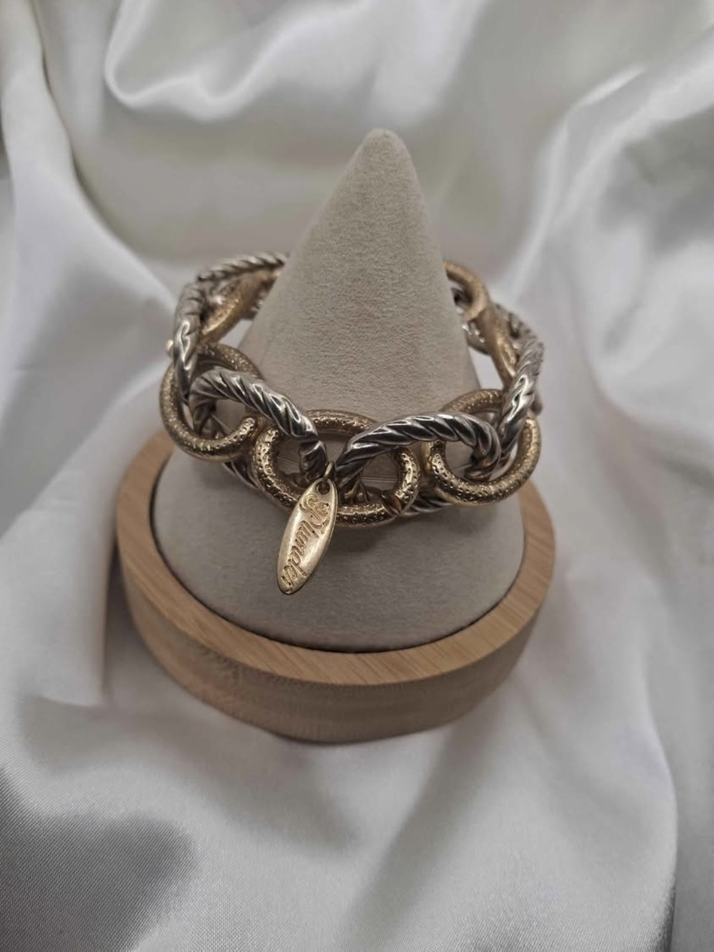 Premier Two-Tone Gold and Silver Link Bracelet with Branded Tag